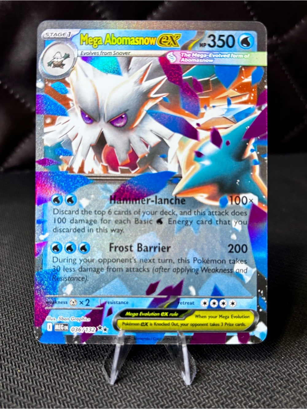 Pokemon Mega Abomasnow EX Holo - White, Blue, Purple Accents